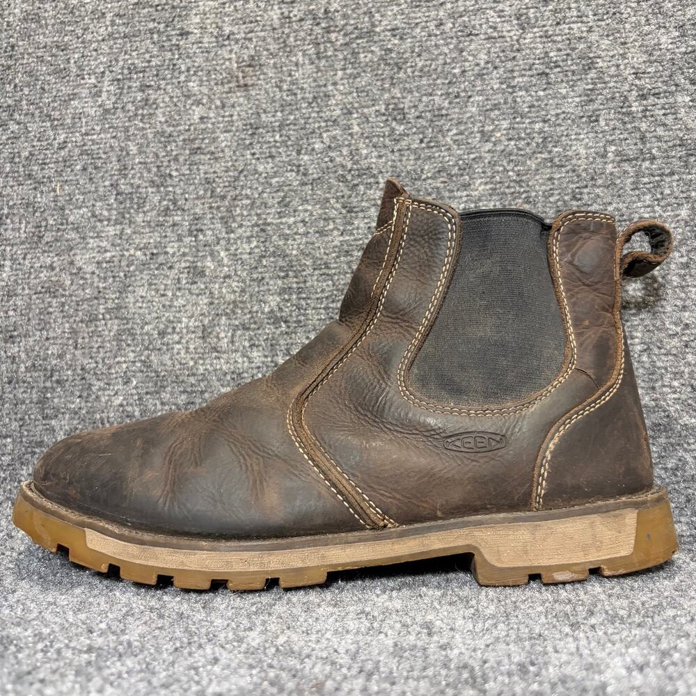 Keen Men Brown Leather Waterproof Chelsea Work Boots Ankle Shoes Size 12 EE
